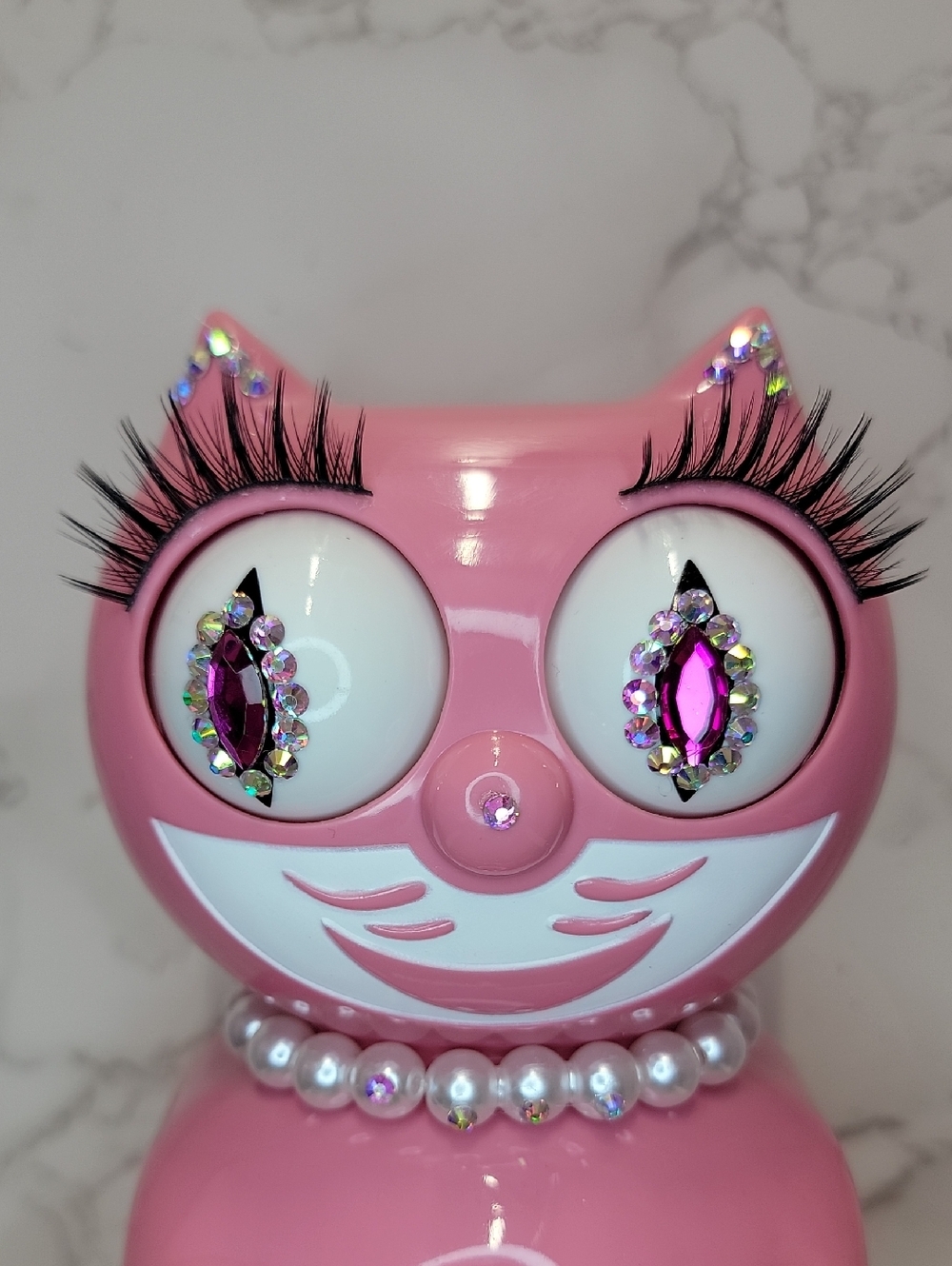 Vintage Jeweled Lady Strawberry Ice Pink Kit-Cat Klock clock SUPER RARE
